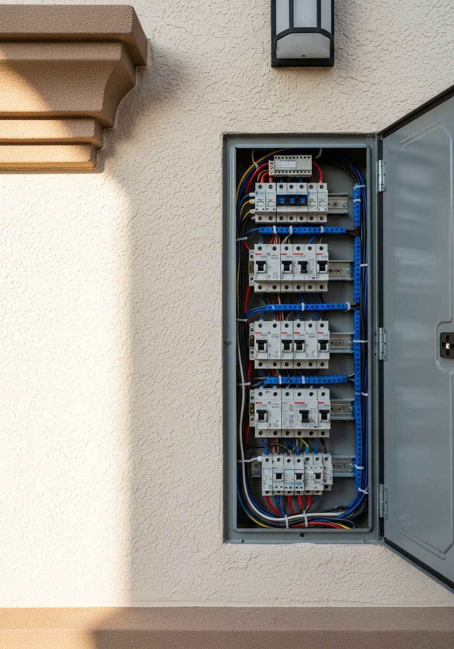 Close-up of quality craftsmanship on a Huntington Beach residential property detail.