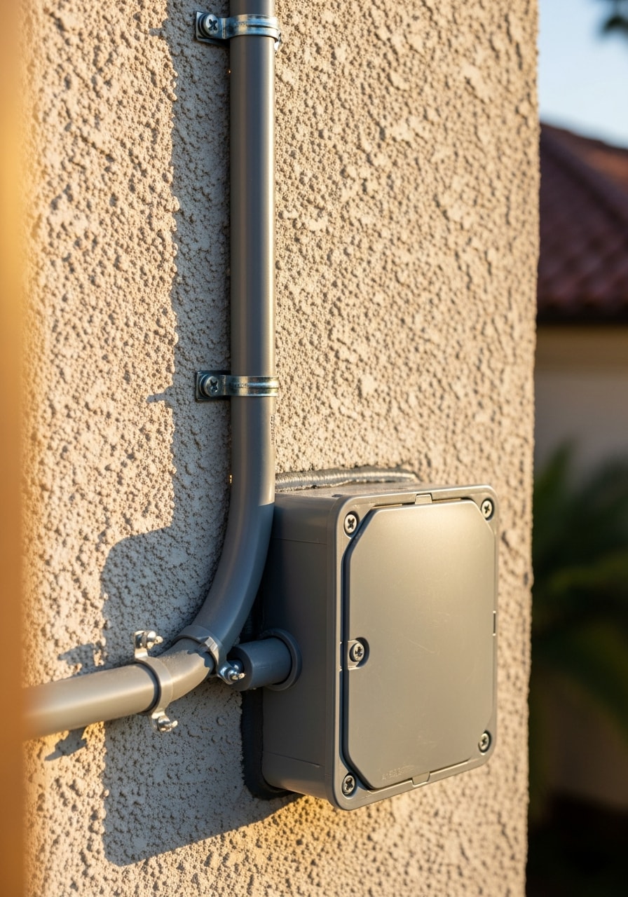 Detail shot of quality workmanship on a Santa Ana home's exterior finish.